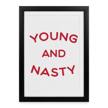 Text T-Shirt Young and Nasty Gift Idea - Framed poster (27 × 37 cm) - black - Front