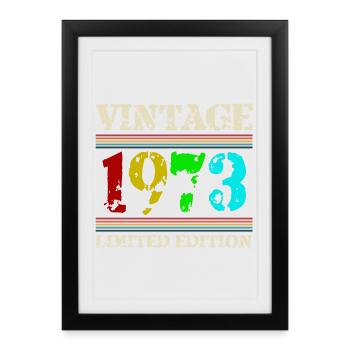 1973 Anniversaire Retro Vintage né en 1973 - Affiche encadrée (27 × 37 cm) - noir - Devant