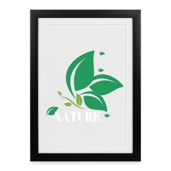 Emblème de feuille verdoyante - Affiche encadrée (27 × 37 cm) - noir - Devant