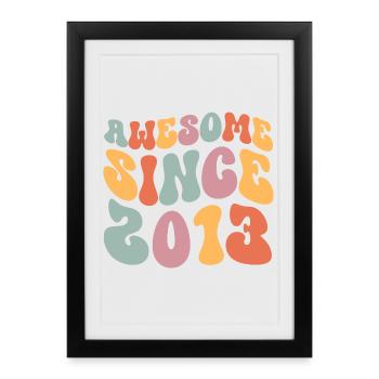 2013 Vintage Anniversaire Groovy Vintage Rétro - Affiche encadrée (27 × 37 cm) - noir - Devant