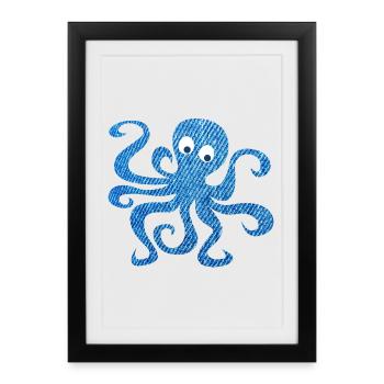 Octopus Octopus Jeans Pattern Enfants Mer Océan - Affiche encadrée (27 × 37 cm) - noir - Devant
