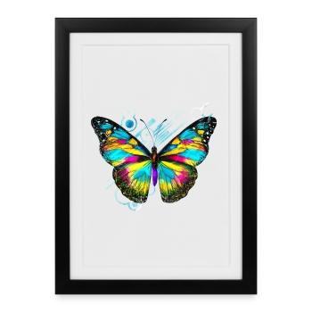Abstract Rainbow Butterfly - Framed poster (27 × 37 cm) - black - Front