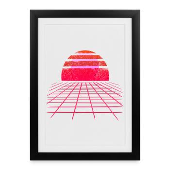 Sunset Vaporwave Retro Wave - Gerahmtes Poster (27 × 37 cm) - Schwarz - Vorne