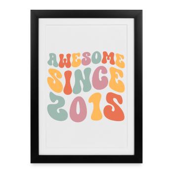 2015 Vintage Anniversaire Groovy Vintage Rétro - Affiche encadrée (27 × 37 cm) - noir - Devant
