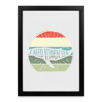 Insigne Vitamin Sea Retro Sun - Affiche encadrée (27 × 37 cm) - noir - Devant