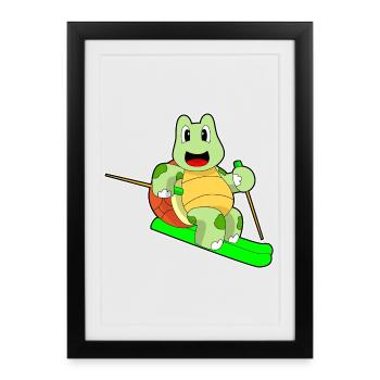 Turtle Skier Ski - Affiche encadrée (27 × 37 cm) - noir - Devant