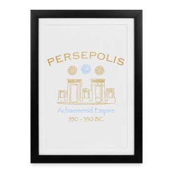 Persépolis, Perse antique, aujourd’hui Iran, dessin - Affiche encadrée (27 × 37 cm) - noir - Devant