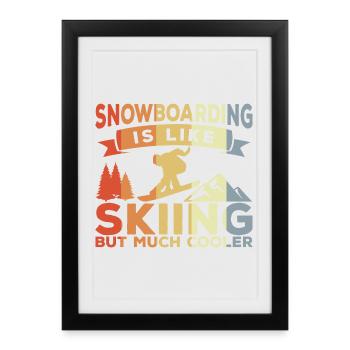 Blague sur le snowboard - Affiche encadrée (27 × 37 cm) - noir - Devant