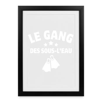 plongée, plongée sous-marine, palmes - Affiche encadrée (27 × 37 cm) - noir - Devant