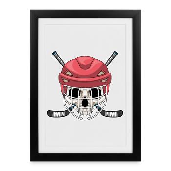 Totenkopf Eishockey Eishockeyschläger - Framed poster (27 × 37 cm) - black - Front