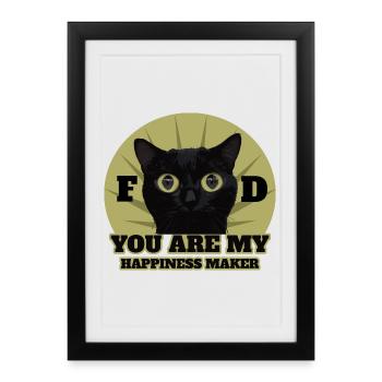 Chat noir mignon - Affiche encadrée (27 × 37 cm) - noir - Devant