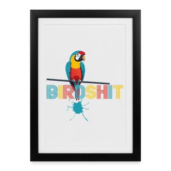 Parrot Rainbow BLUE SHIT - HAPPY BIRD - Framed poster (27 × 37 cm) - black - Front