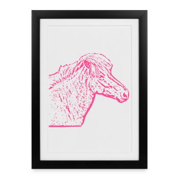 Cheval rose rose - Affiche encadrée (27 × 37 cm) - noir - Devant