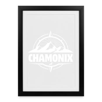 Chamonix, ski resort, ski slope - Framed poster (27 × 37 cm) - black - Front