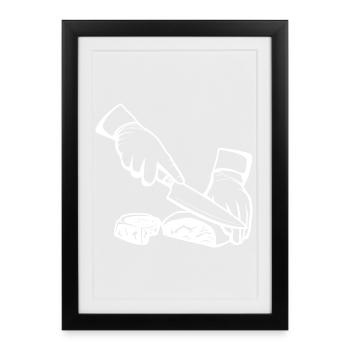 Cutting Meat Sketch - Framed poster (27 × 37 cm) - black - Front