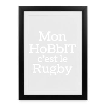 rugby, rugby sport, j'aime le rugby - Affiche encadrée (27 × 37 cm) - noir - Devant