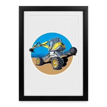 He digs where other excavators never get - Framed poster (27 × 37 cm) - black - Front