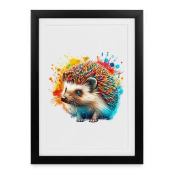 Hedgehog - Framed poster (27 × 37 cm) - black - Front