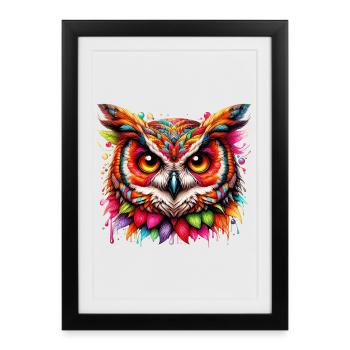 Hibou - Affiche encadrée (27 × 37 cm) - noir - Devant