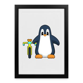Vélo pingouin - Affiche encadrée (27 × 37 cm) - noir - Devant
