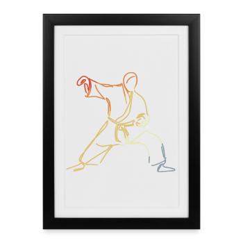 Dessin de judo - Affiche encadrée (27 × 37 cm) - noir - Devant