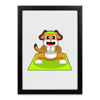 Hund Yoga Fitness Gymnastik - Gerahmtes Poster (27 × 37 cm) - Schwarz - Vorne