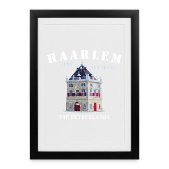 Haarlem Facade De Waag, Pays-Bas Dessin à la main - Affiche encadrée (27 × 37 cm) - noir - Devant