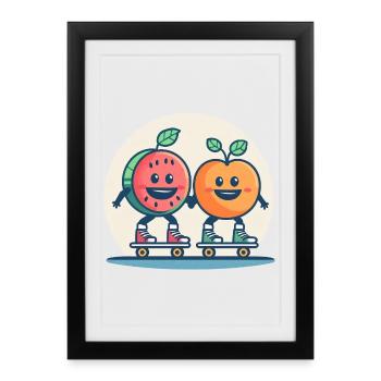 Roller skateboarding, fun and fruit - Framed poster (27 × 37 cm) - black - Front