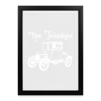 Vintage white old automobile - Framed poster (27 × 37 cm) - black - Front