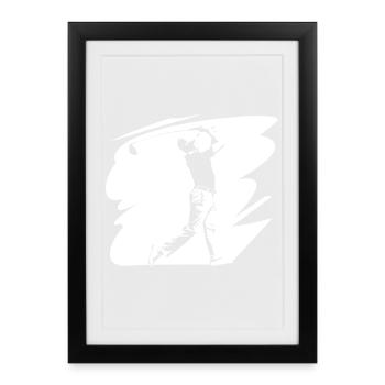 Golfer Skizze - Gerahmtes Poster (27 × 37 cm) - Schwarz - Vorne