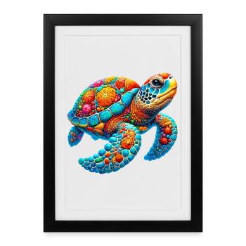 Tortue - Affiche encadrée (27 × 37 cm) - noir - Devant