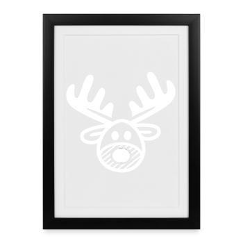 Reindeer comic cartoon Christmas xmas reindeer - Framed poster (27 × 37 cm) - black - Front