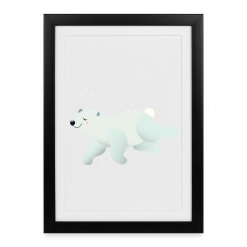 Swimming polar bear in soft shades - Framed poster (27 × 37 cm) - black - Front
