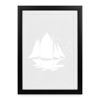 Sailing Ship Sketch - Framed poster (27 × 37 cm) - black - Front