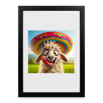 Mouton au sombrero - Affiche encadrée (27 × 37 cm) - noir - Devant