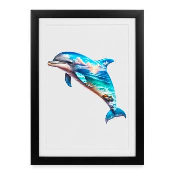 Dauphin - Affiche encadrée (27 × 37 cm) - noir - Devant