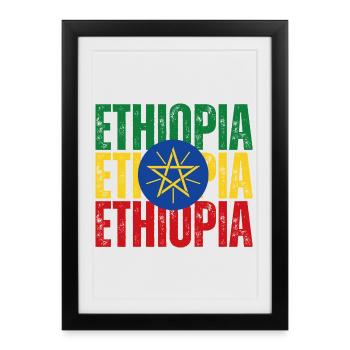 Drapeau éthiopien, fierté éthiopienne - Affiche encadrée (27 × 37 cm) - noir - Devant