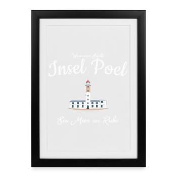 Île de Poel, balise de Timmendorf, dessin à la main - Affiche encadrée (27 × 37 cm) - noir - Devant