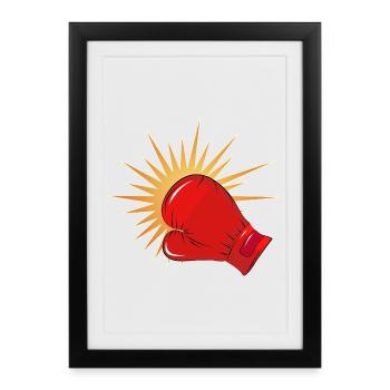 Red boxing glove with punch effect - Framed poster (27 × 37 cm) - black - Front