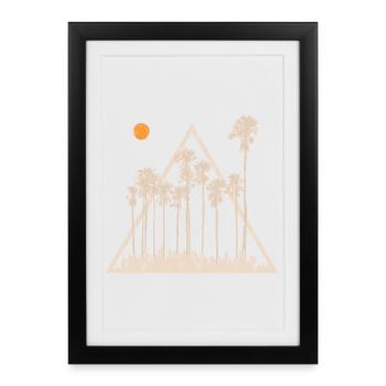 Palm Trees Tropical Summer Sunset Triangle - Framed poster (27 × 37 cm) - black - Front