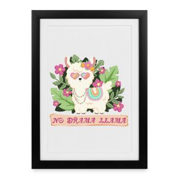 Lama d’été - Lama sans drame - Affiche encadrée (27 × 37 cm) - noir - Devant