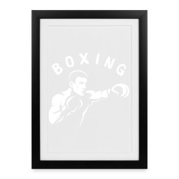 Boxing Punch Illustration with Boxer Club Logo - Framed poster (27 × 37 cm) - black - Front