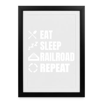 Eat Sleep Railroad Repeat - Framed poster (27 × 37 cm) - black - Front