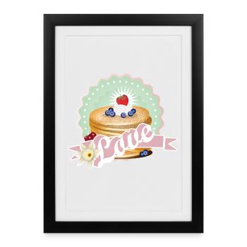 Charming pancake motif with cream and berries - Framed poster (27 × 37 cm) - black - Front