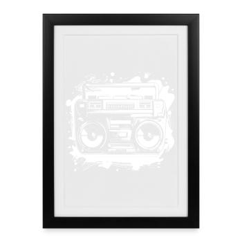 Hip Hop Music Drawing - Framed poster (27 × 37 cm) - black - Front