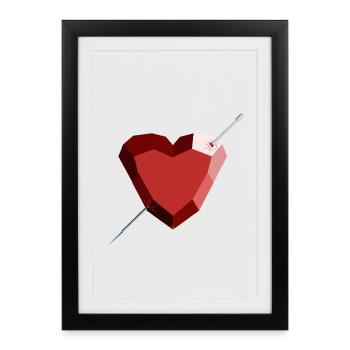 Wounded Ruby Heart – Love, Beauty, and Breakup - Framed poster (27 × 37 cm) - black - Front