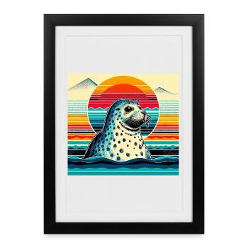 seal - Framed poster (27 × 37 cm) - black - Front