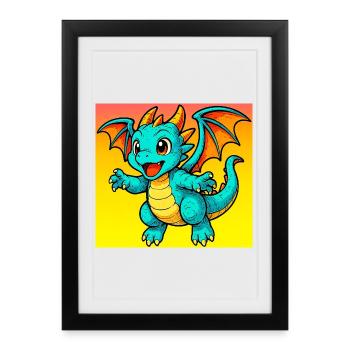 dragon - Affiche encadrée (27 × 37 cm) - noir - Devant