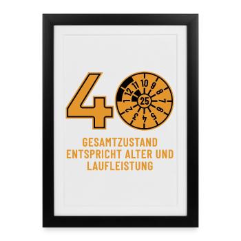 HU Octobre 2025 - 40 ans - Cadeau d’anniversaire - Affiche encadrée (27 × 37 cm) - noir - Devant