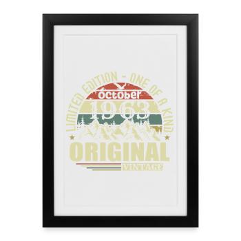 Octobre 1963 - Cadeau pour ses 62 ans Octobre - Affiche encadrée (27 × 37 cm) - noir - Devant